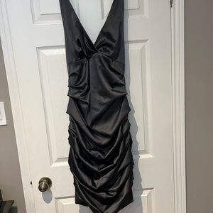 Women’s halter satin ruched cocktail dress from Le Chateau